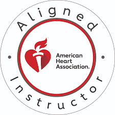 American Heart Association aligned instructor logo with red heart and circular text