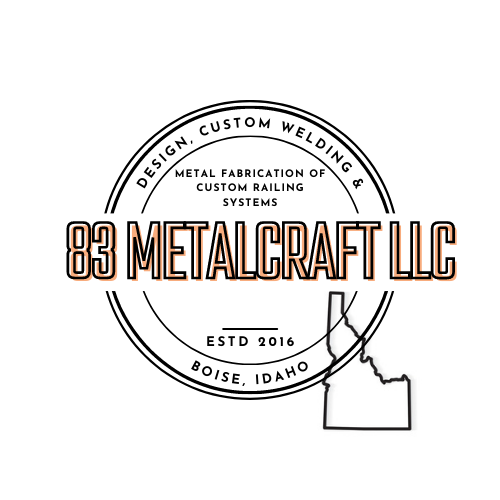 The logo for 83 metalcraft llc is a metal fabrication of custom railing systems.