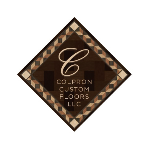 A logo for colpron custom floors llc is shown