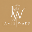 White “JW” monogram with a rose above the name “JAMIE WARD” on a tan background.