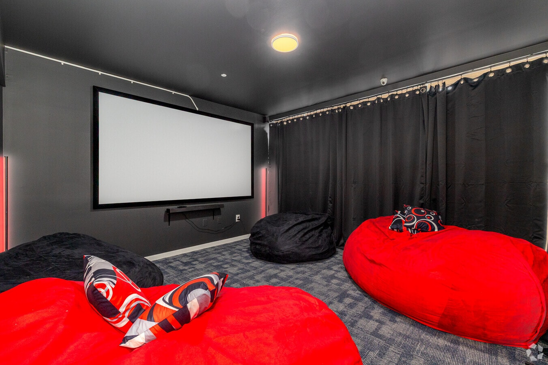 Private movie theater with recliners at Temple Crossing