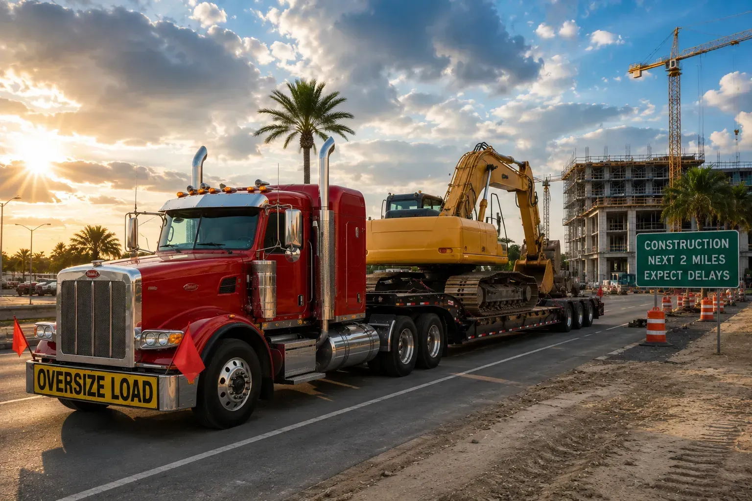 Heavy Equipment Hauling on Lowboy Trailer | Centennial Trucking