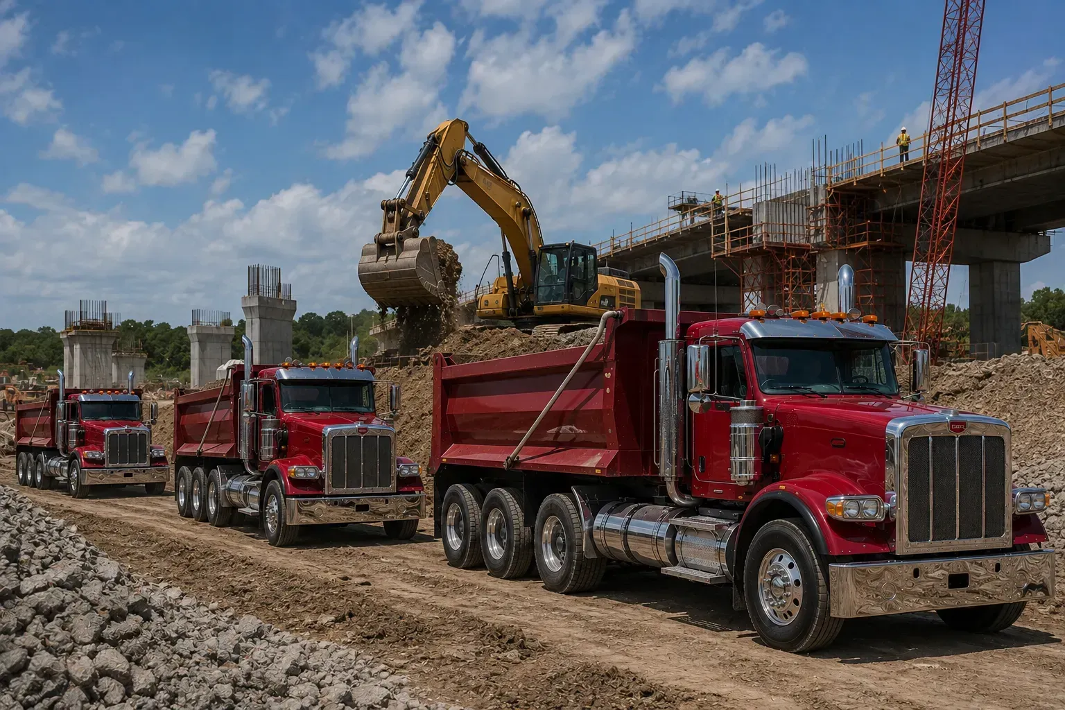 Dump Trucks at Active Construction Site | Centennial Trucking Dump Trucks at Active Construction Site | Centennial Trucking