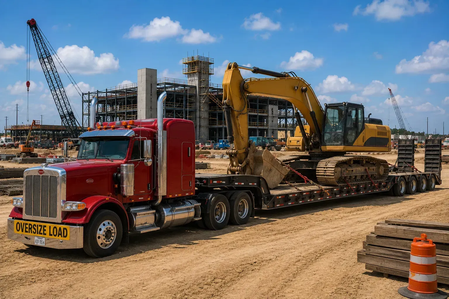 Heavy Equipment Transport at Construction Site | Centennial Trucking Heavy Equipment Transport at Construction Site | Centennial Trucking