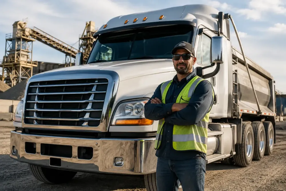 Driver Standing Beside a Commercial Truck | Centennial Trucking