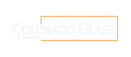 Colorado Glass & Mirror logo: Blue text with an orange border on white.