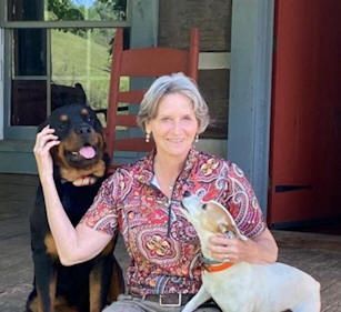 Woman with two dogs