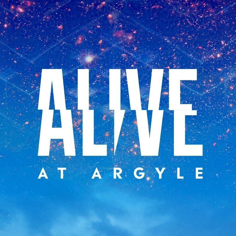 The word alive is on a blue background