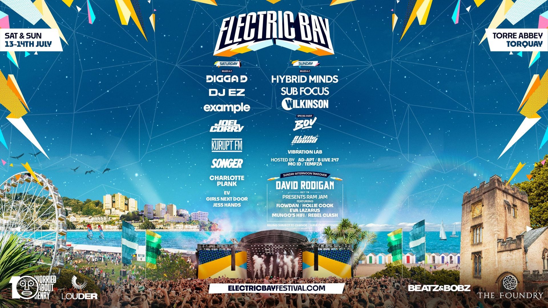 A poster for a music festival called electric bay.