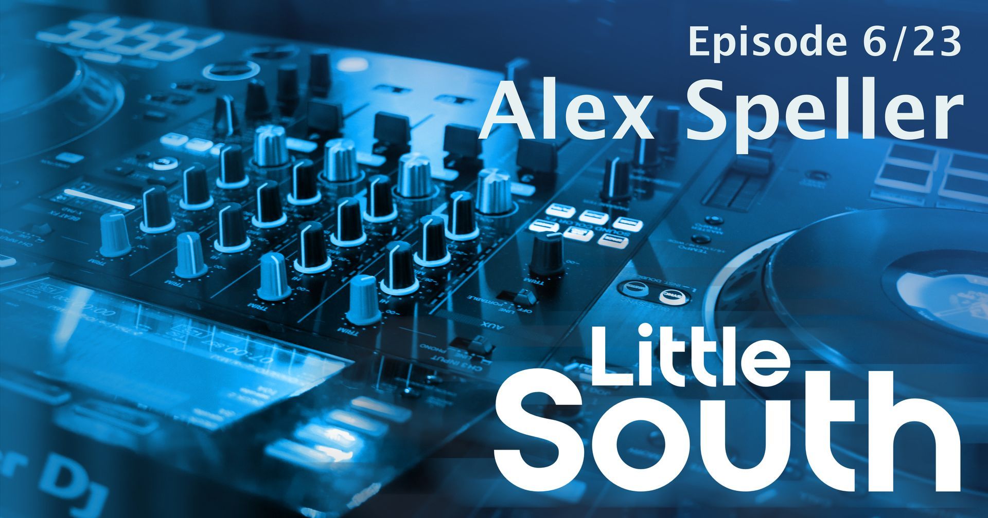 A blue background with alex speller little south written on it