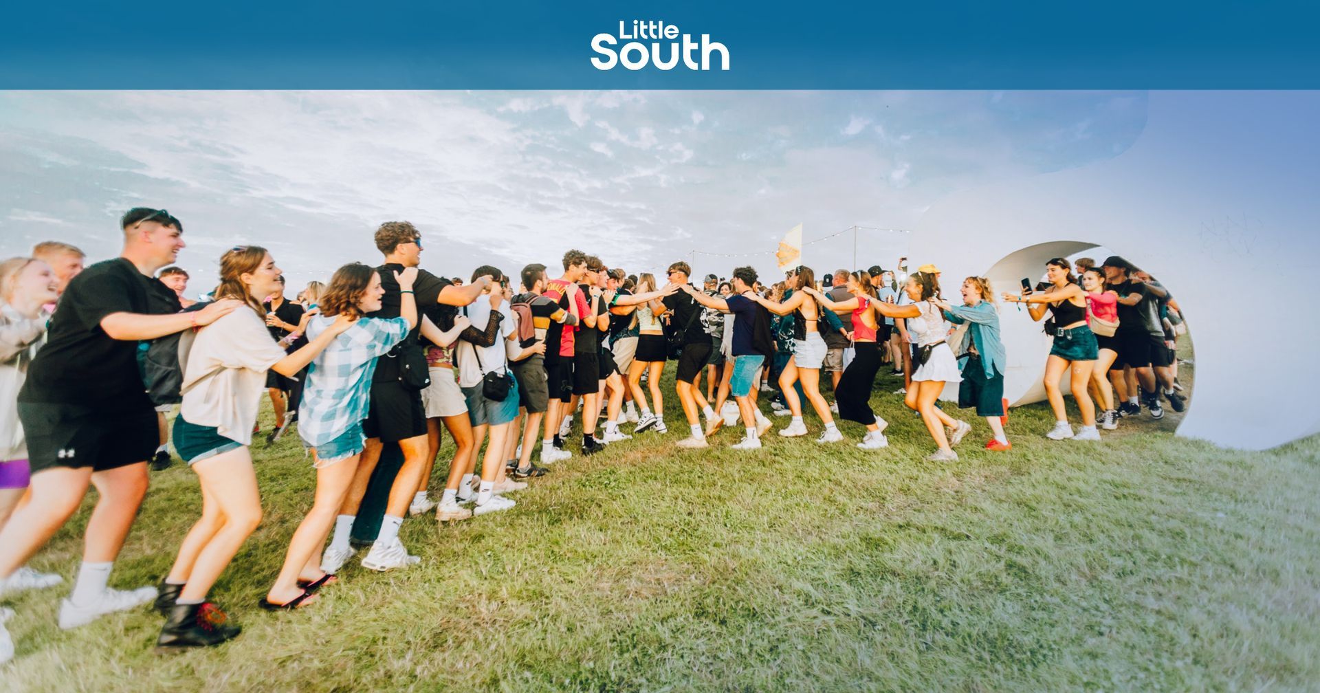A poster for little south with a crowd in the background