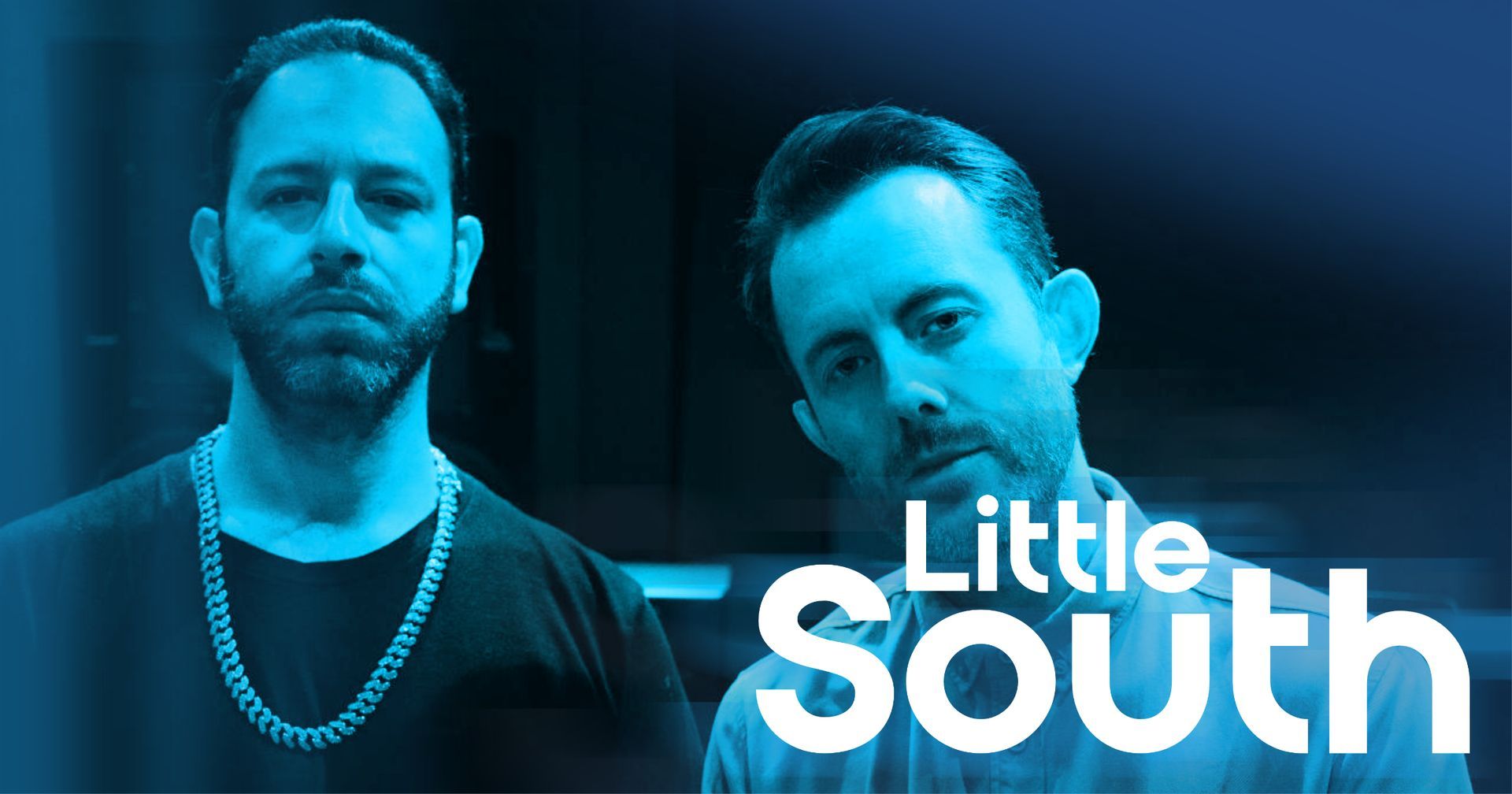 Two men are standing next to each other in a little south poster