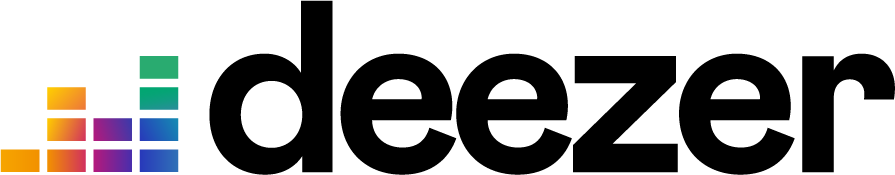 A deezer logo with a rainbow colored background