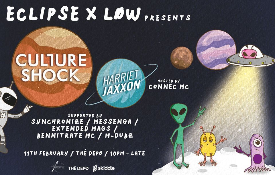 A poster for eclipse x low presents culture shock