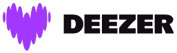 A deezer logo with a purple heart in the middle