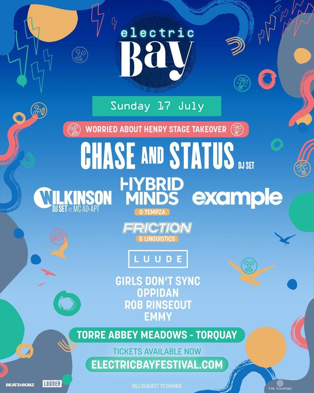 A poster for electric bay festival shows chase and status