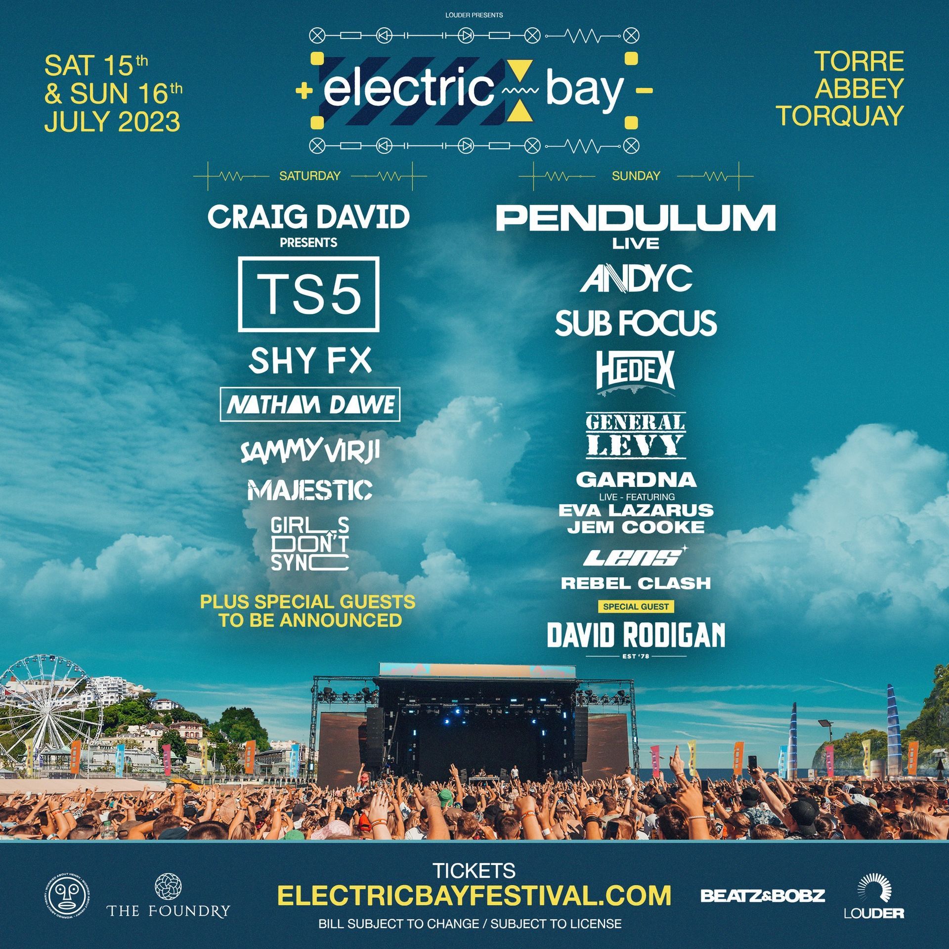 A poster for electric bay festival shows a crowd of people