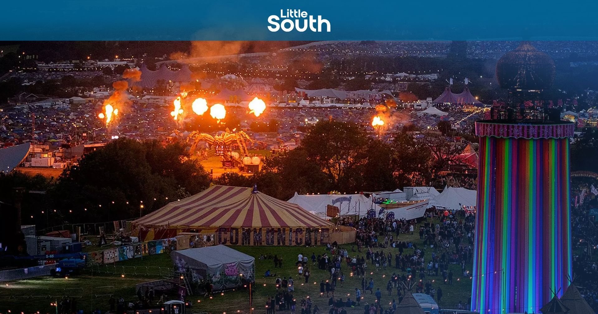 An aerial view of a festival in the south