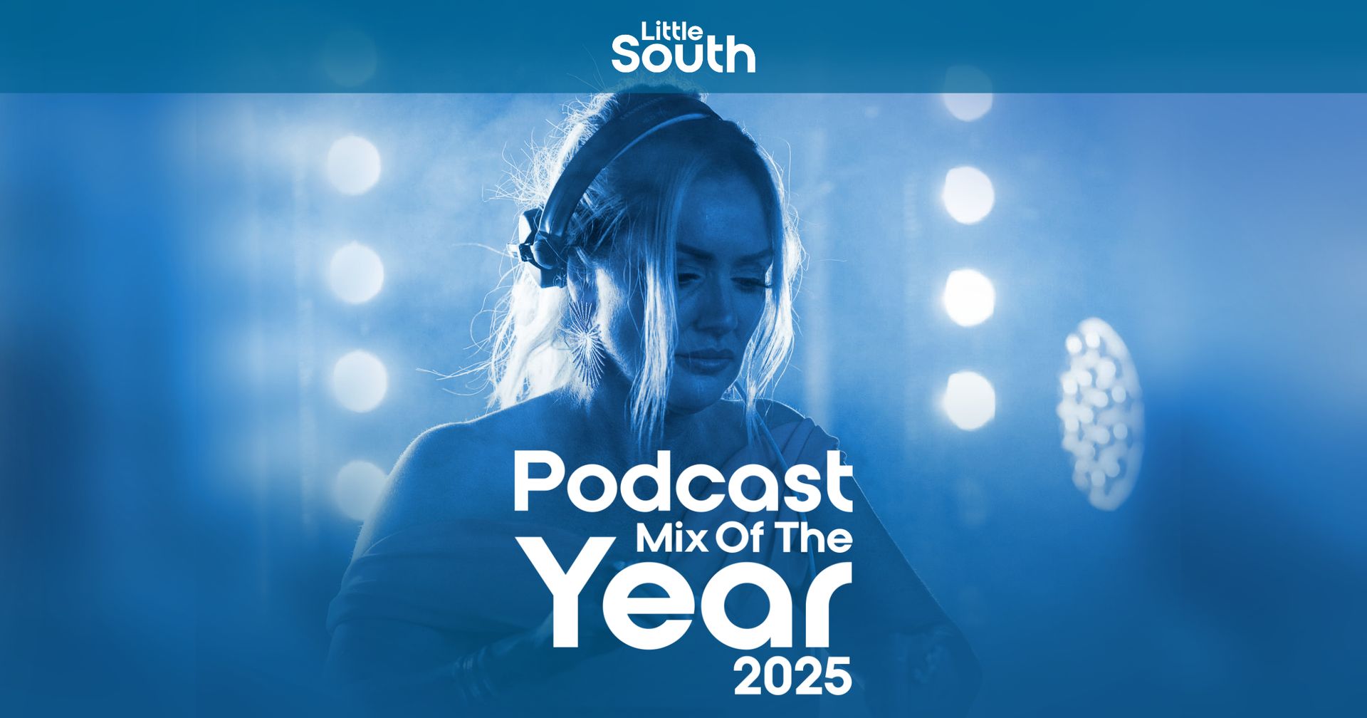 A blue background with the words podcast mix of the year 2023