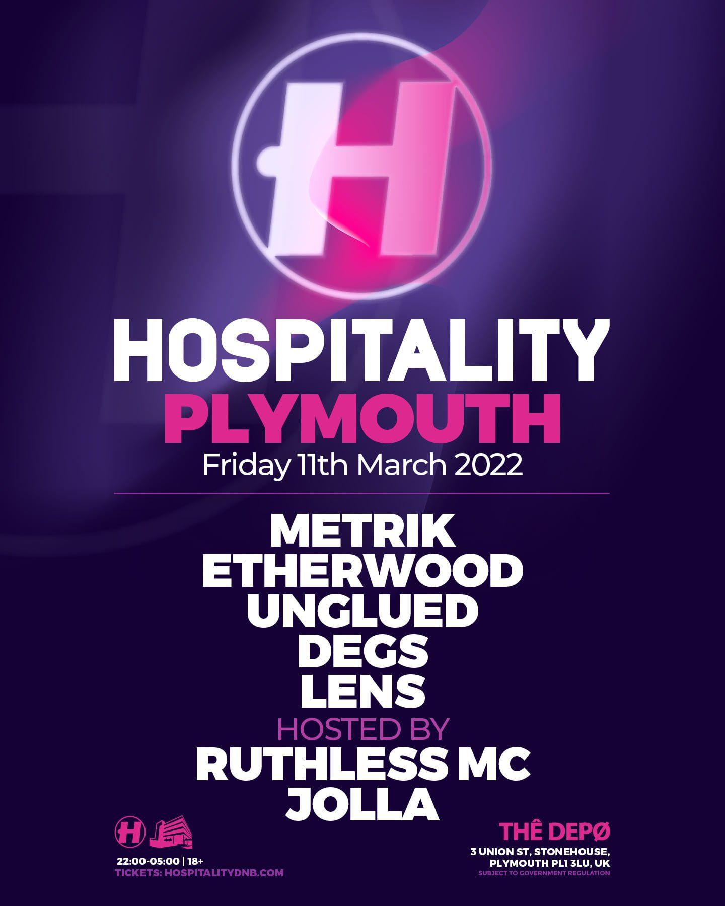 A poster for hospitality plymouth on friday march 11th 2022