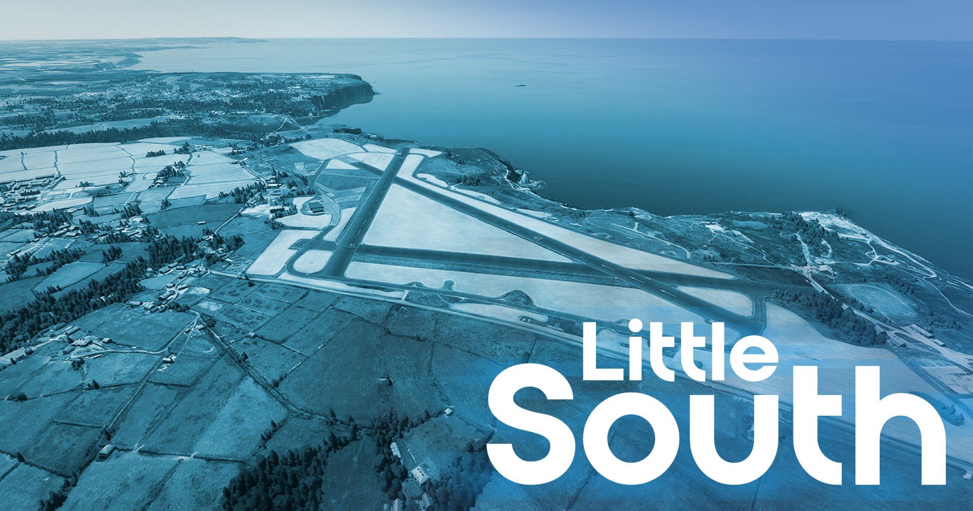 An aerial view of a small town called little south