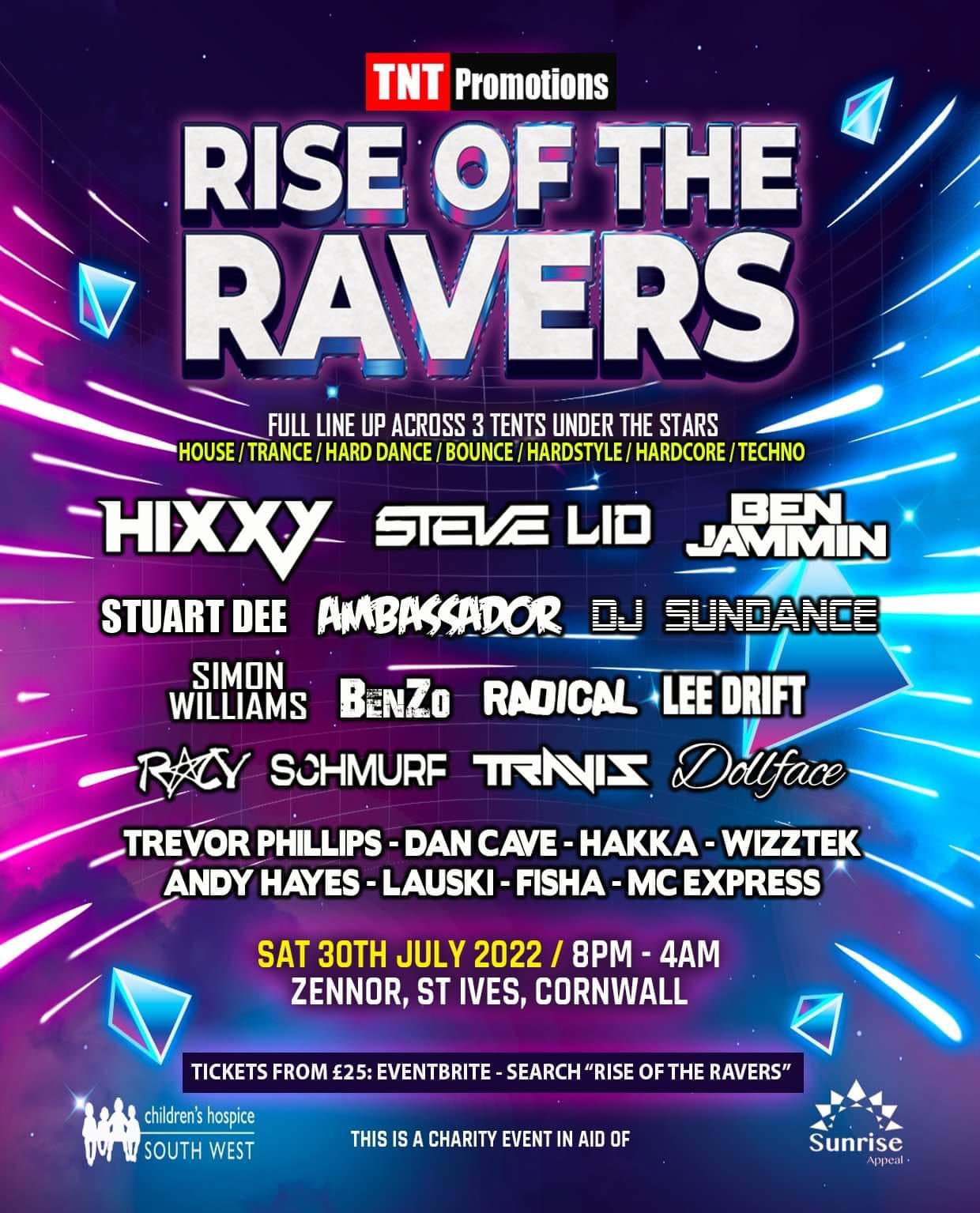 A poster for a music festival called rise of the ravers