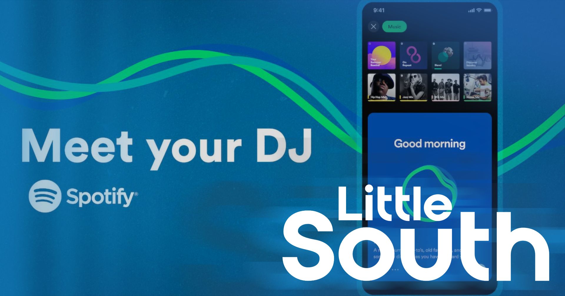 An advertisement for spotify that says meet your dj little south