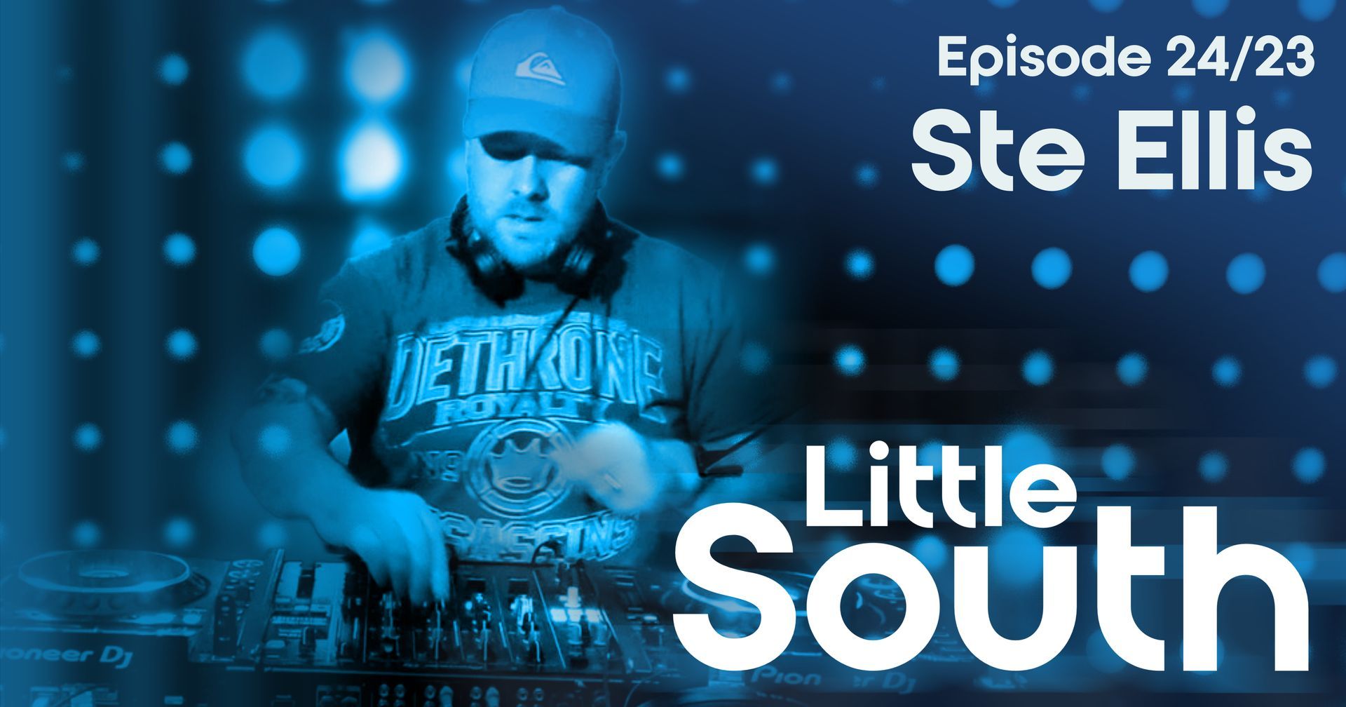 A man playing a dj set with the words little south on the bottom