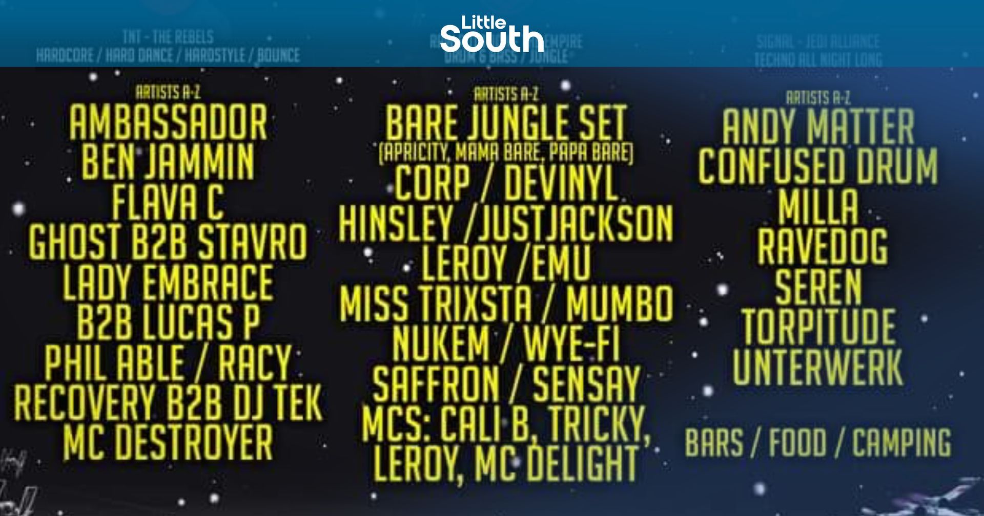 A poster for a music festival called the south