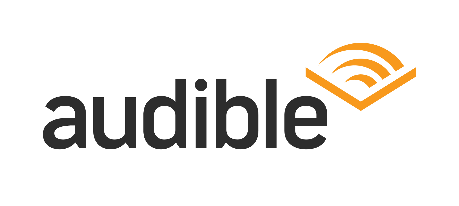 The audible logo is black and orange with a book icon.
