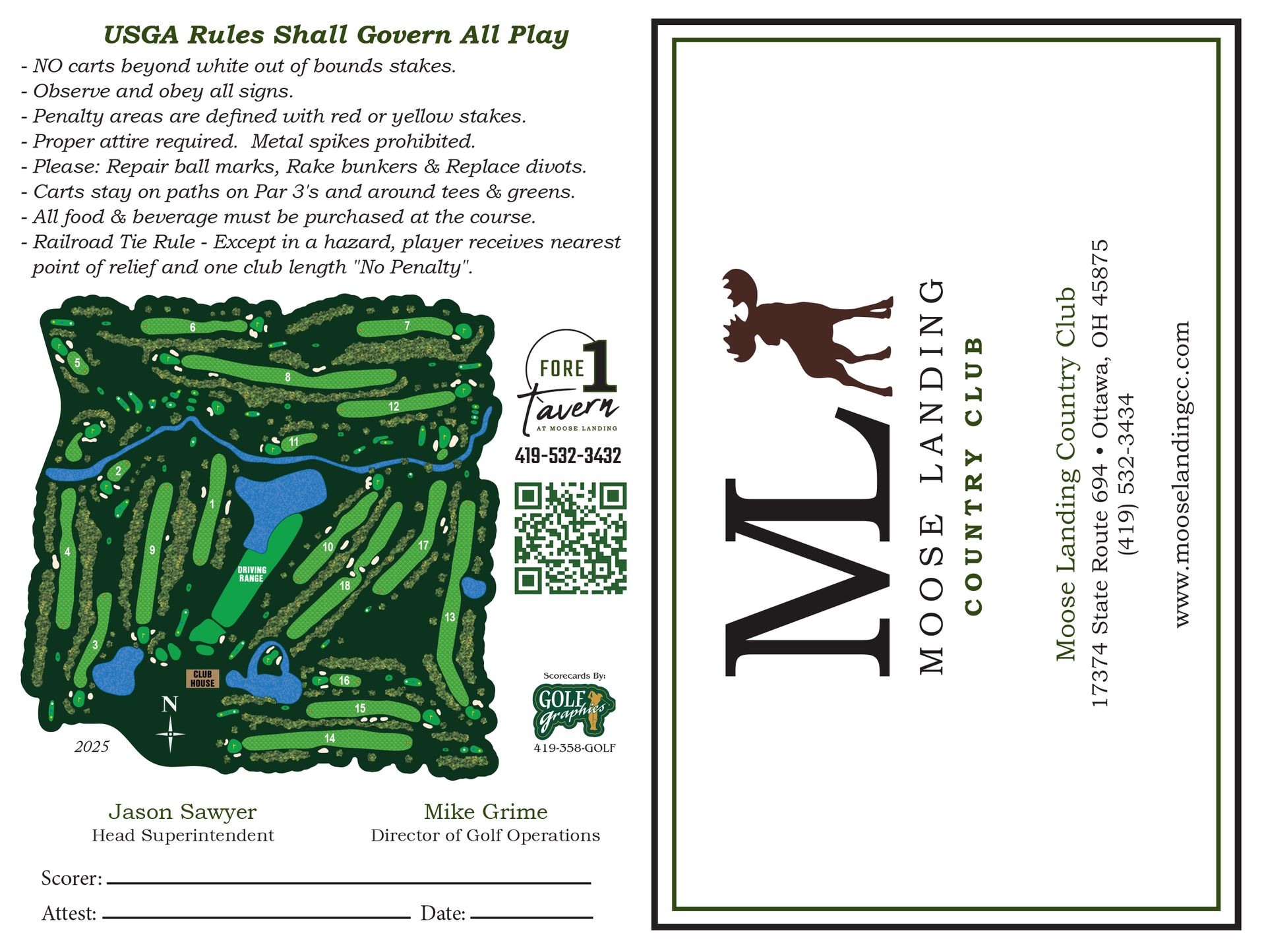 A scorecard that says please play ready golf on it