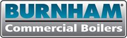 Logo for Burnham Commercial Boilers, featuring the company name in teal above