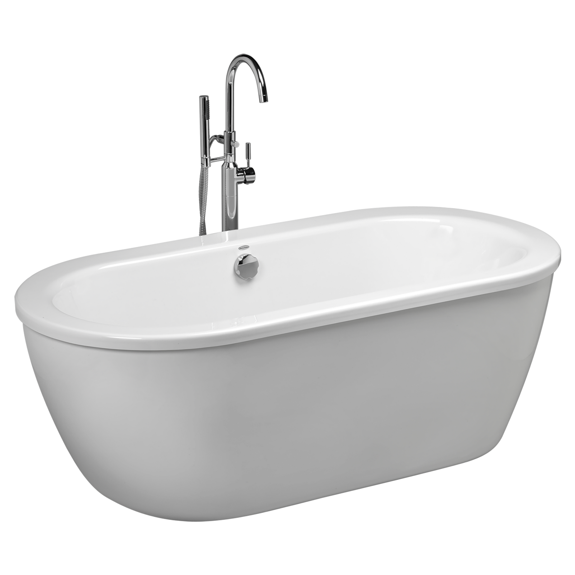 White oval bathtub with chrome faucet