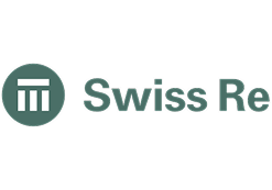 The Swiss Re logo: a dark teal circle containing a stylized white pillar icon next to the words