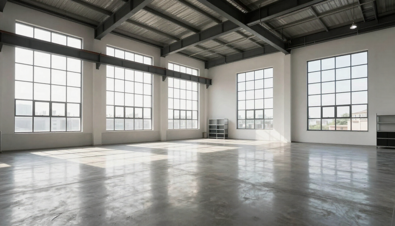 Clean polished warehouse floor