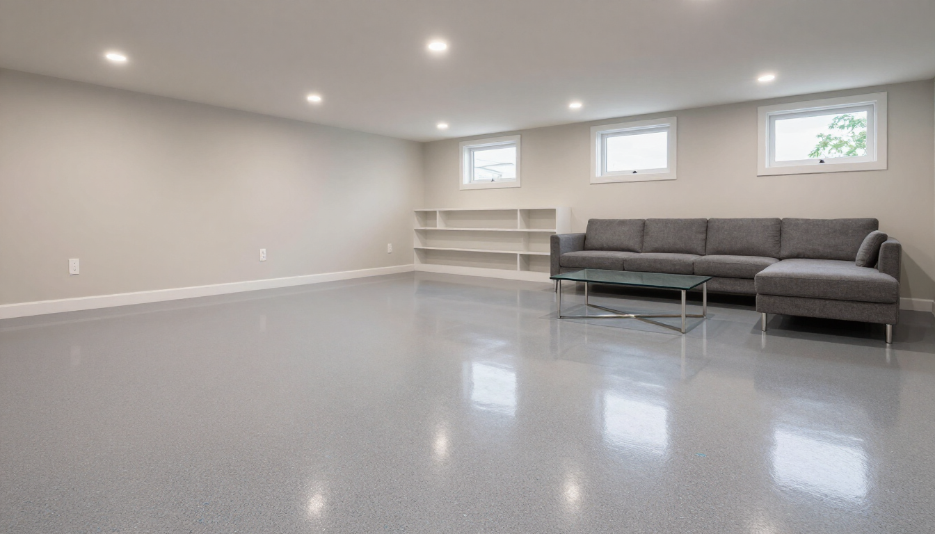 High-quality decorative flake basement floor coating in Phoenixville