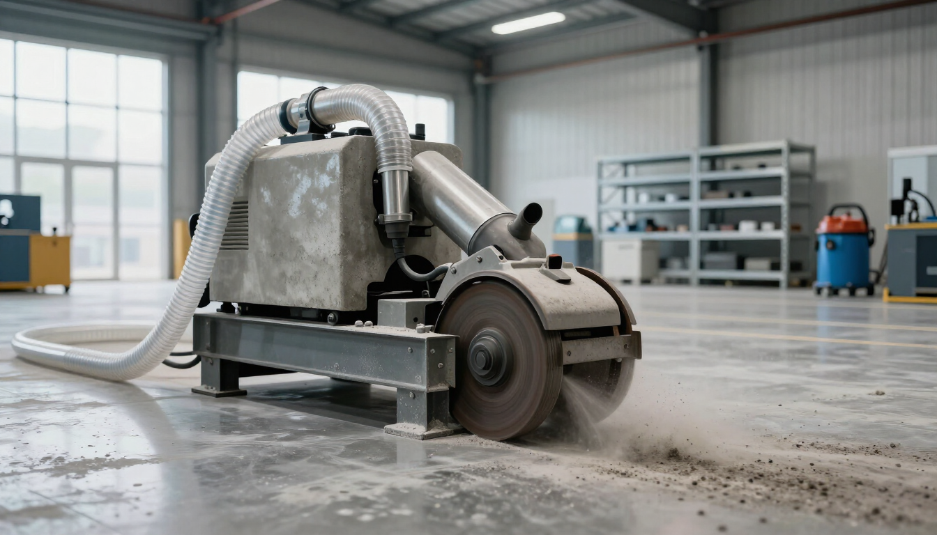 Industrial concrete grinding machine preparing a commercial floor.