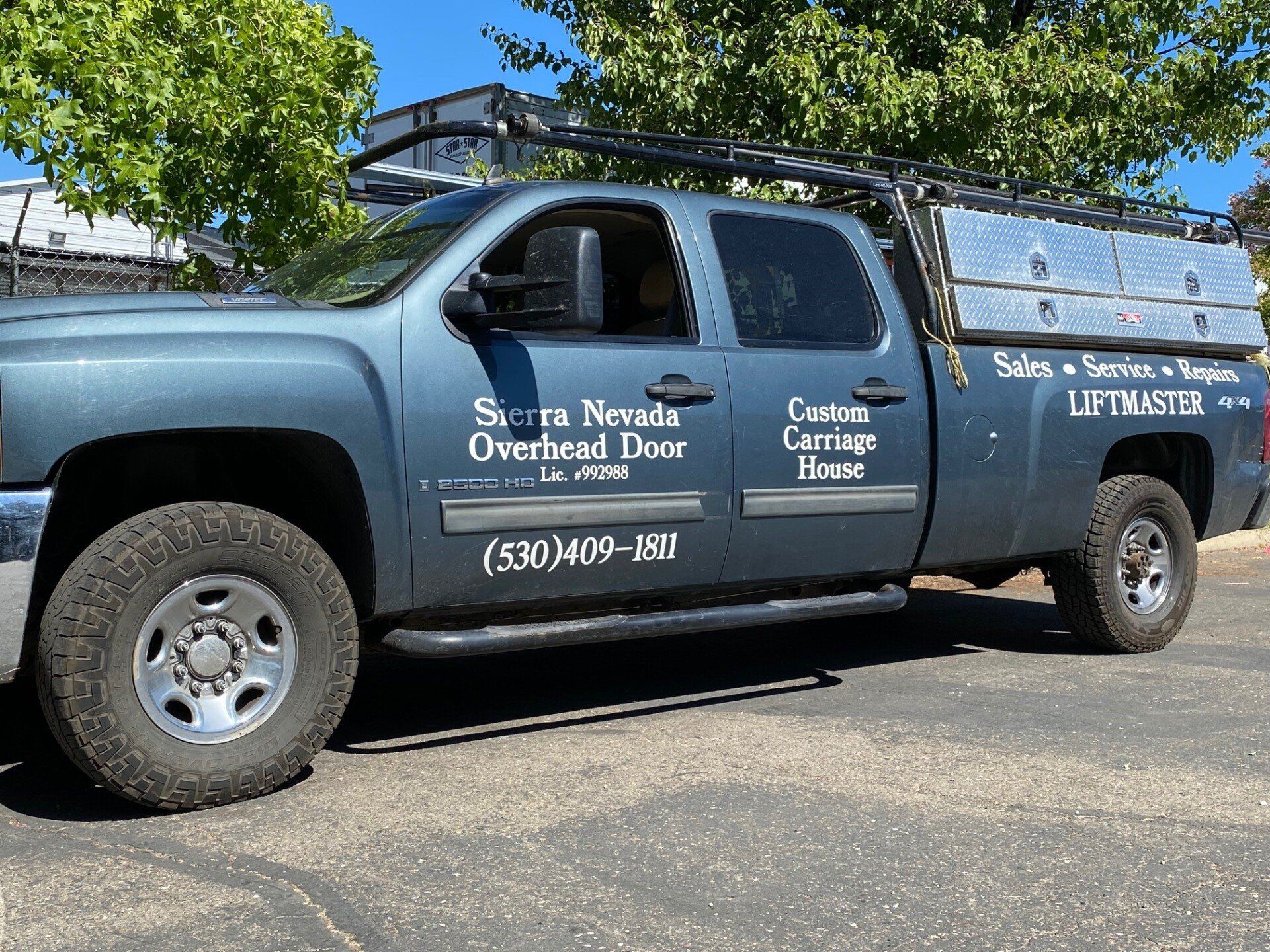 Blue pickup truck with