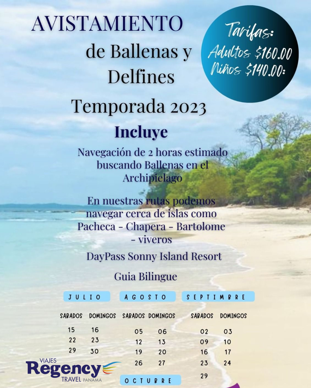 Un anuncio de vacaciones en un idioma extranjero.
