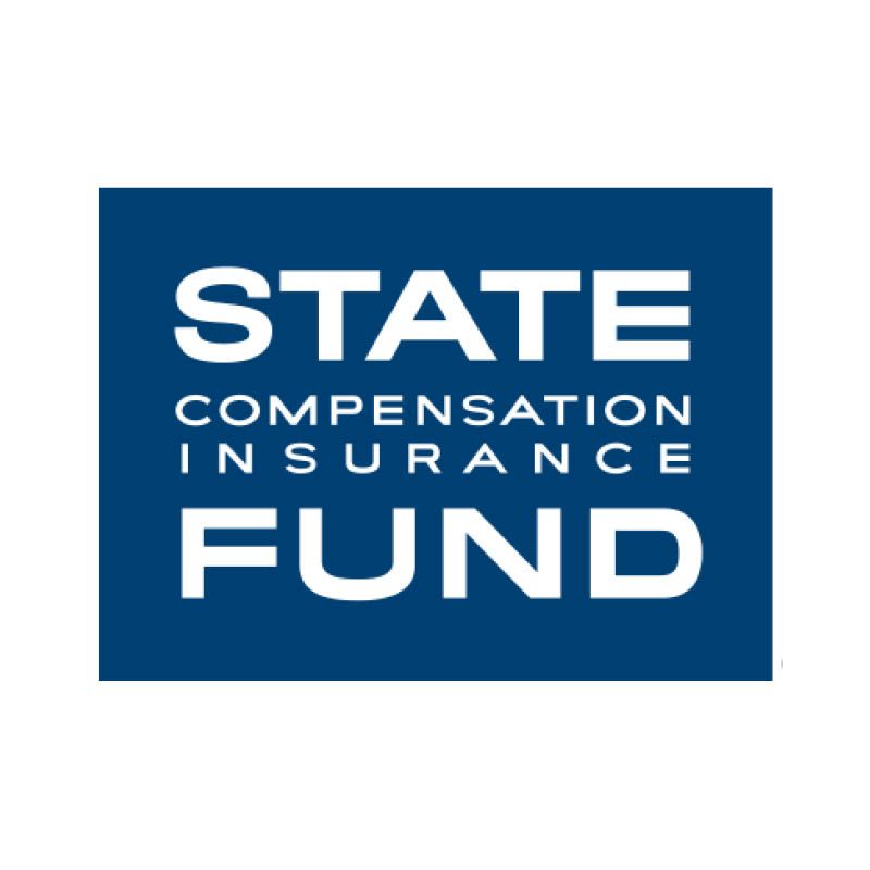 Blue square logo: "STATE COMPENSATION INSURANCE FUND" in white text.