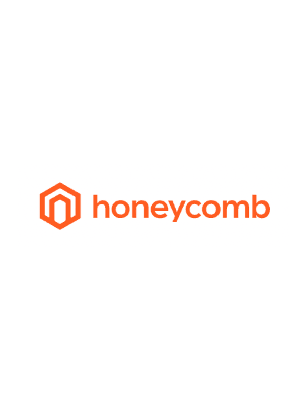 Honeycomb logo with orange honeycomb icon and text.