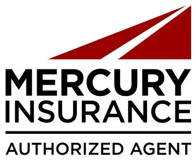 Mercury Insurance logo with a red angled line above black text