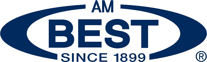 AM Best logo, blue text on white background, dark blue oval, "AM BEST SINCE 1899"