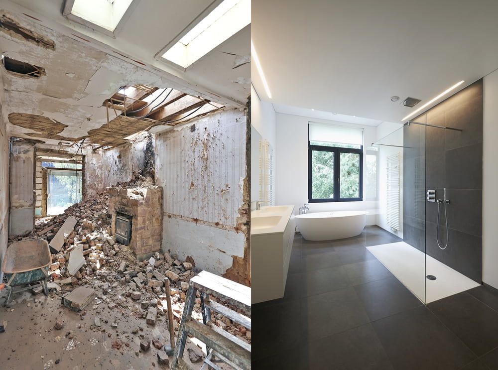 Before and After Picture of a Bathroom Being Remodeled — Shaun Jarvis Quality Construction in Lake Macquarie, NSW