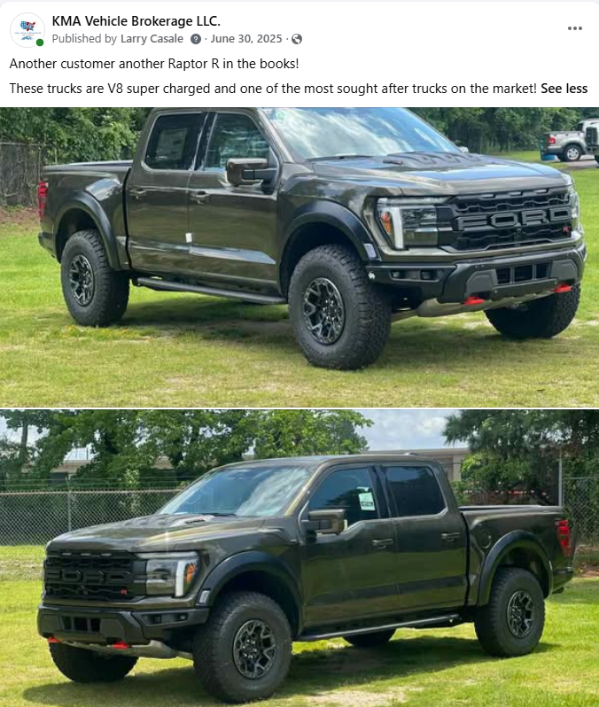 Black lifted pickup truck parked on grass in two side-view angles, with red tow hooks and off-road tires