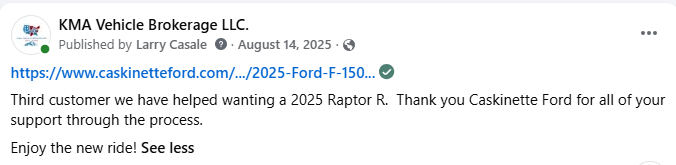 Facebook post announcing a 2023 police report response from KMA Vehicle Brokerage LLC