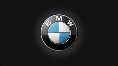 BMW logo on a black background with a blue and white center