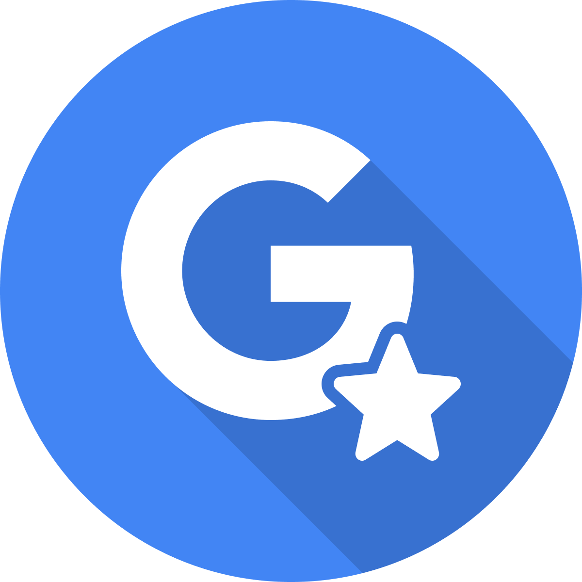 Blue circle with white