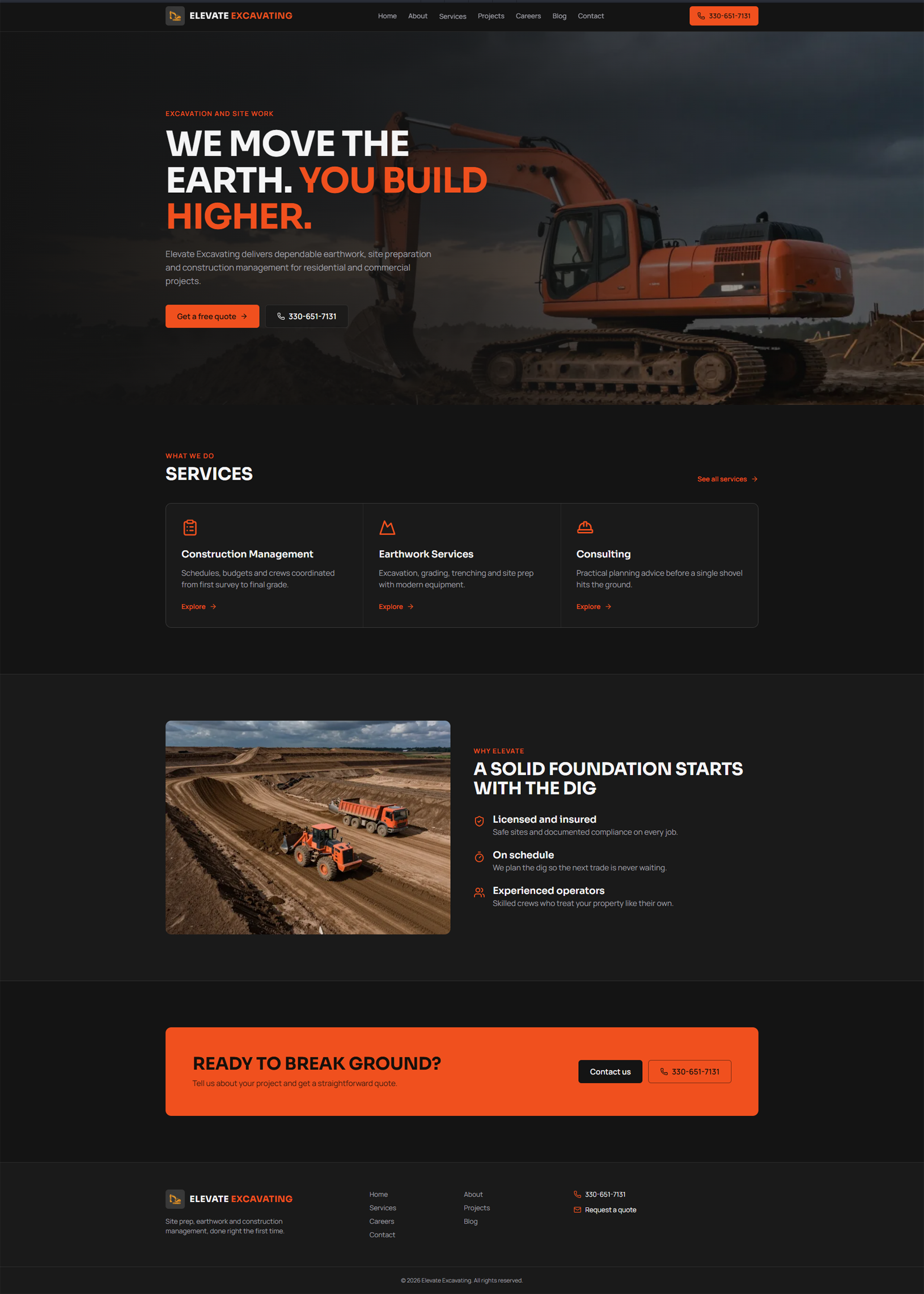 Excavating website Demo and marketing digital gogle,