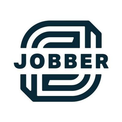 Logo for Jobber; dark blue stylized letter